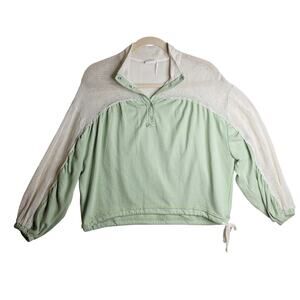 Out from Under S‎ P Anthropologie oversized Cream Mesh n lime green Pullover Top